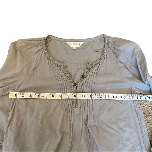 NORTHERN REFLECTIONS Grey Cotton Peasant Top XS - Picture 5 of 8